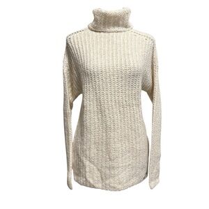 Abercrombie & Fitch Knit Turtleneck Sweater Sz XS Oatmeal Beige Oversize